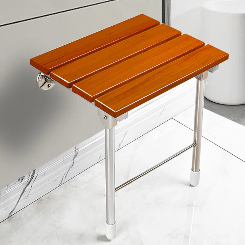 Wall Mounted Solid Wood Folding Stool Bathroom And Shower Chair Porch Shoe Changing Stool Relaxation Bathroom Folding Chair