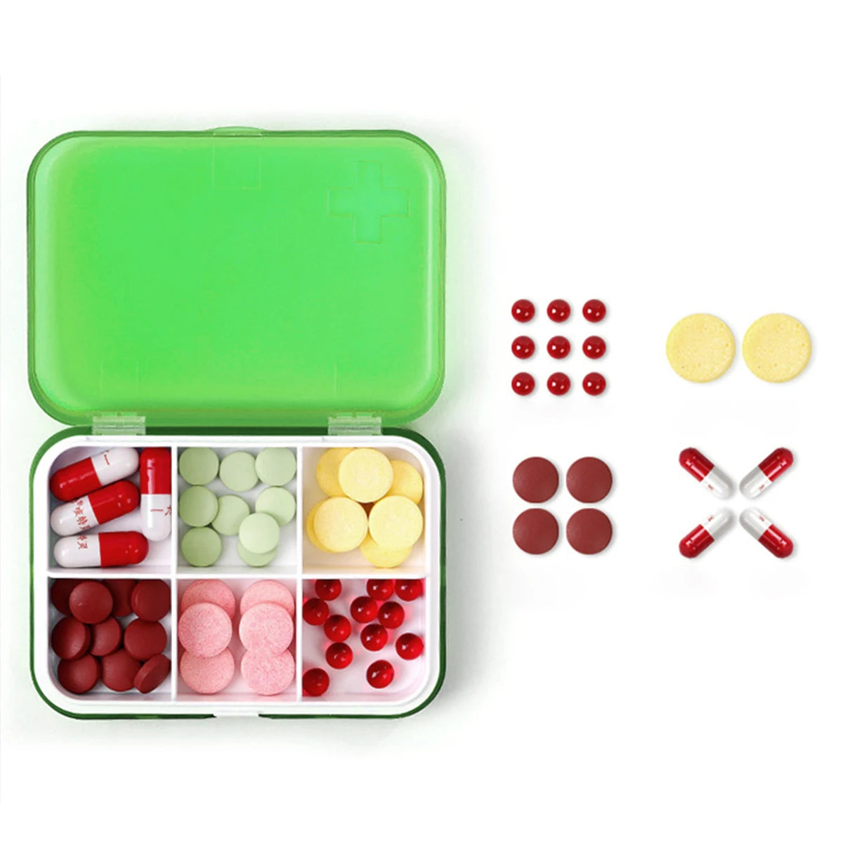 1 Set 7 Layers 42Pill Organizer Container  Grids Pill Box Medical Storage Box 7 Days Weekly Pill Case Drawer Style Portable