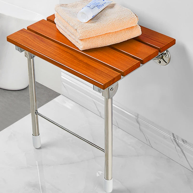 Wall Mounted Solid Wood Folding Stool Bathroom And Shower Chair Porch Shoe Changing Stool Relaxation Bathroom Folding Chair