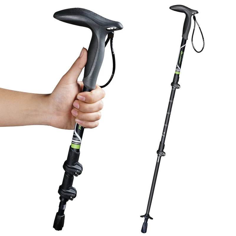 Elder T Handle Carbon Fiber Walking Sticks Tourism Cane Telescopic Trekking Nordic Walking Pole Hiking Crutches Bar Ultralight