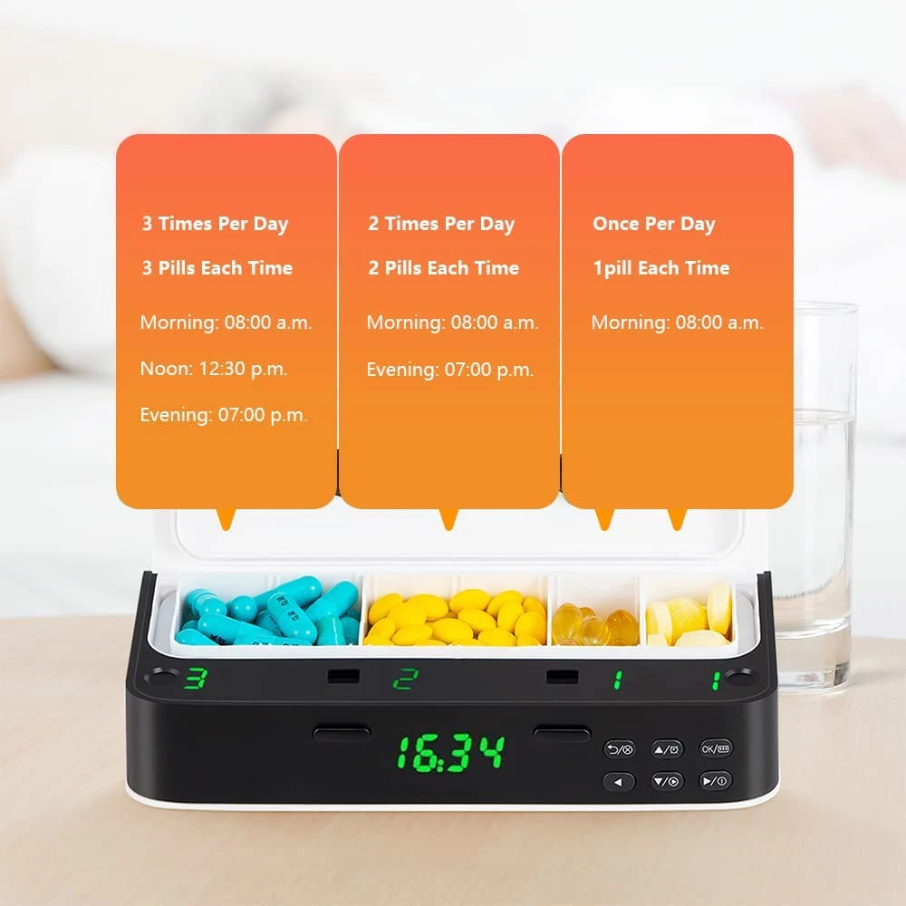 New Smart Pill Dispenser Medicine Pill Box Organizer For 7 Days Organizer Container Intelligent Alarm Home Pill Box With Timer