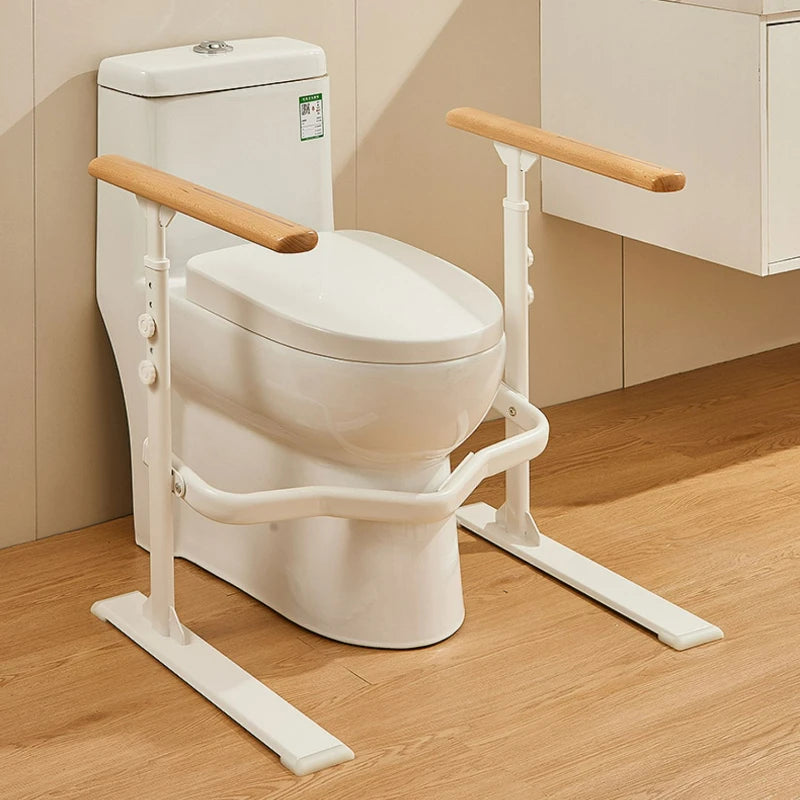 Thermostatic Non-slip Wood Grain Toilet Armrest Bracket, Handicap Grab Bars ,adjustable Height Handicap Transfer Support Frame