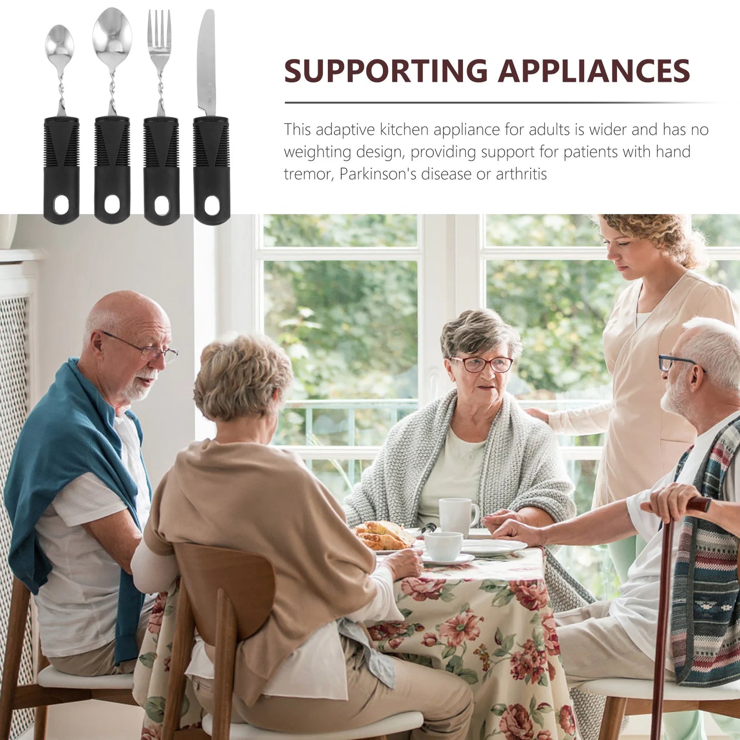 Disabled Cutlery Weighted Feeding Utensils Elderly Adaptive Spoon Fork Tableware Eating Parkinsons Utensil Angled Set Self