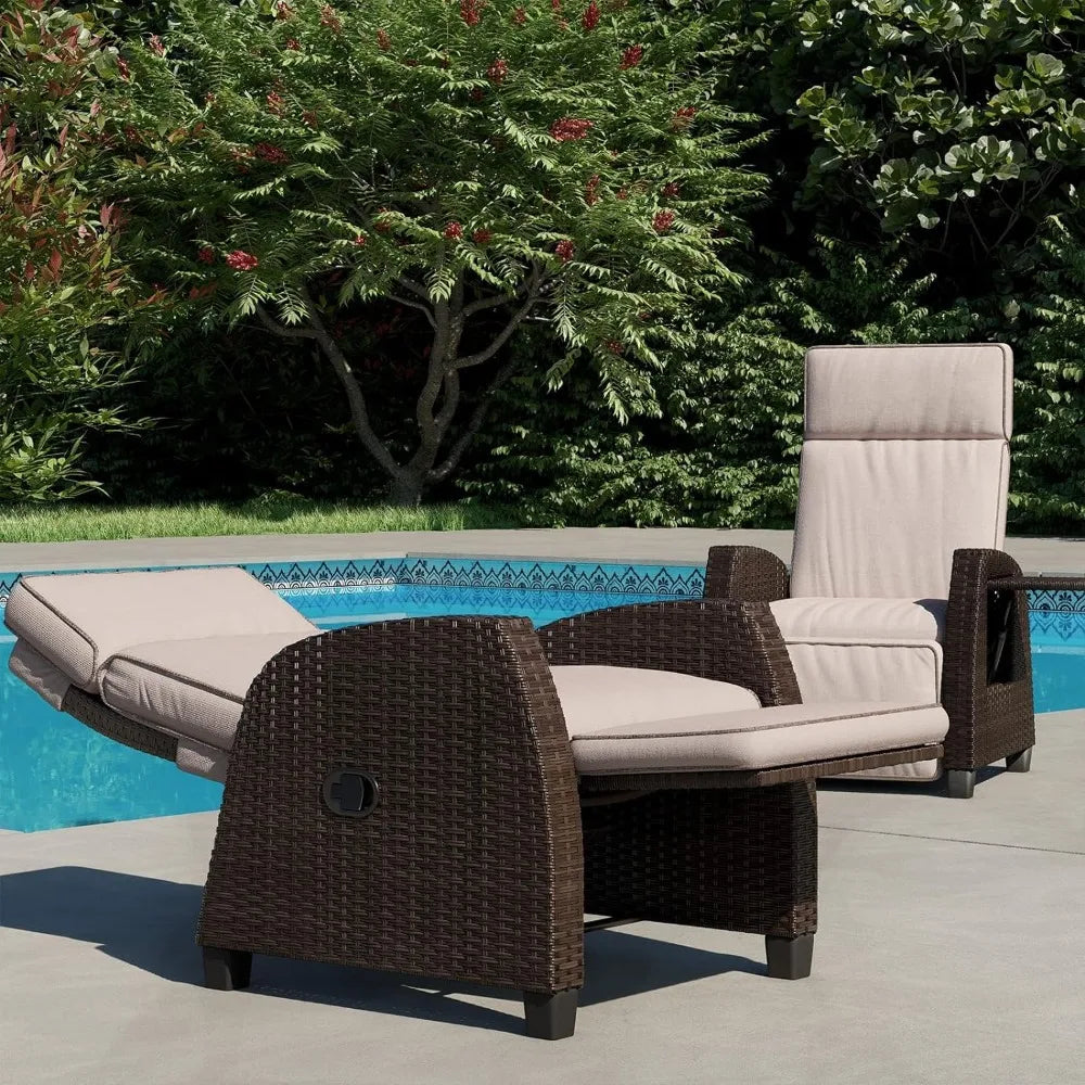 Recliner Chair, Indoor Outdoor Moor Lay Flat Recliners PE Wicker, Recliner Chair