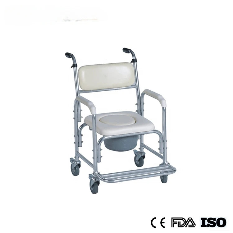 Chinese Manufacturer  Aluminum Folding  Commode Toilet Chair For Elderly With wheels and footstep SC7005B