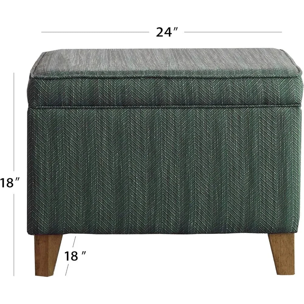 Home Decor | Medium Square Storage Ottoman with Hinged Lid | Ottoman with Storage for Living Room & Bedroom, Teal