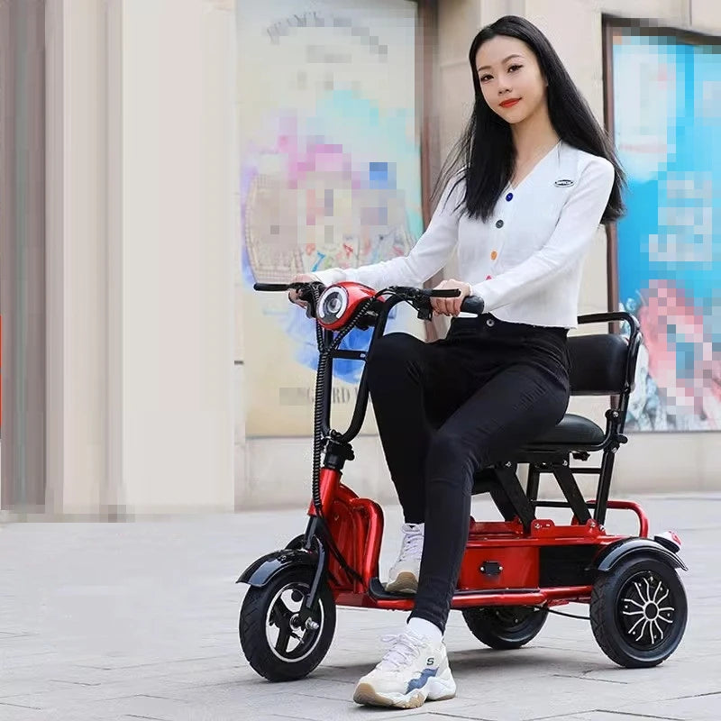 2024 new three wheel folding 3 wheel mobility electric scooter electric city bike with basket