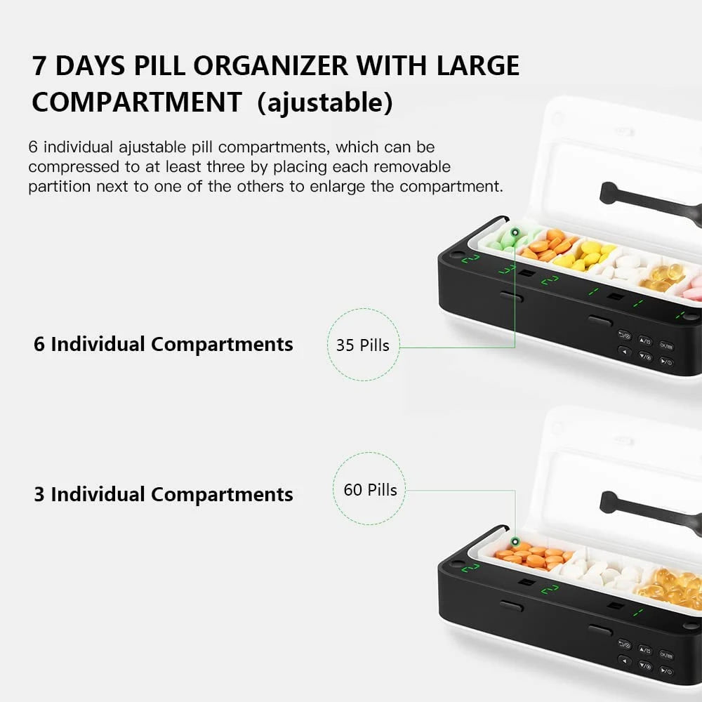 New Smart Pill Dispenser Medicine Pill Box Organizer For 7 Days Organizer Container Intelligent Alarm Home Pill Box With Timer