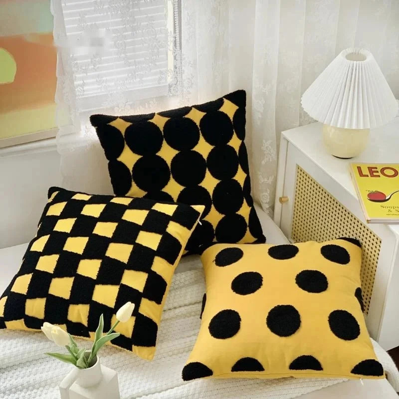 Abstract Art Yayoi Kusama Pillowcase Yellow Black Throw Pillow Polka Dot Pumpkin Sofa Cushion Pillow Cover Bedroom Home Decor