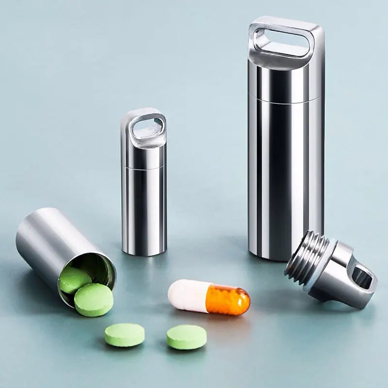 Stainless steel Medicine Tablet Storage Box Pill Case Waterproof Bottle Perfume Holder Ash Vial Pendant Charm DIY Supplies