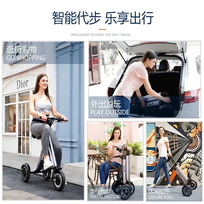 Foldable Electric Tricycle 250W 36V Mobility Scooter 10 Inches Hub Brake Aluminium Alloy Damping Small And Portable weight 14KG