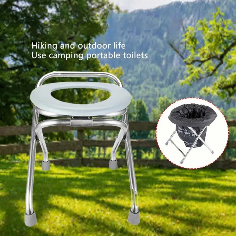 Folding Commode Portable Toilet Seat Portable Potty Chair Comfy Commode Chair Perfect For Camping Hiking Trips