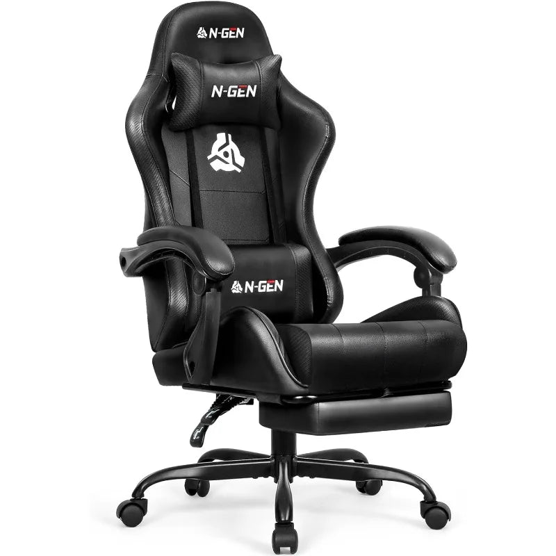 Video Gaming Chair with Footrest High Back Ergonomic Comfortable Office Computer Desk with Lumbar Support Height Adjustable