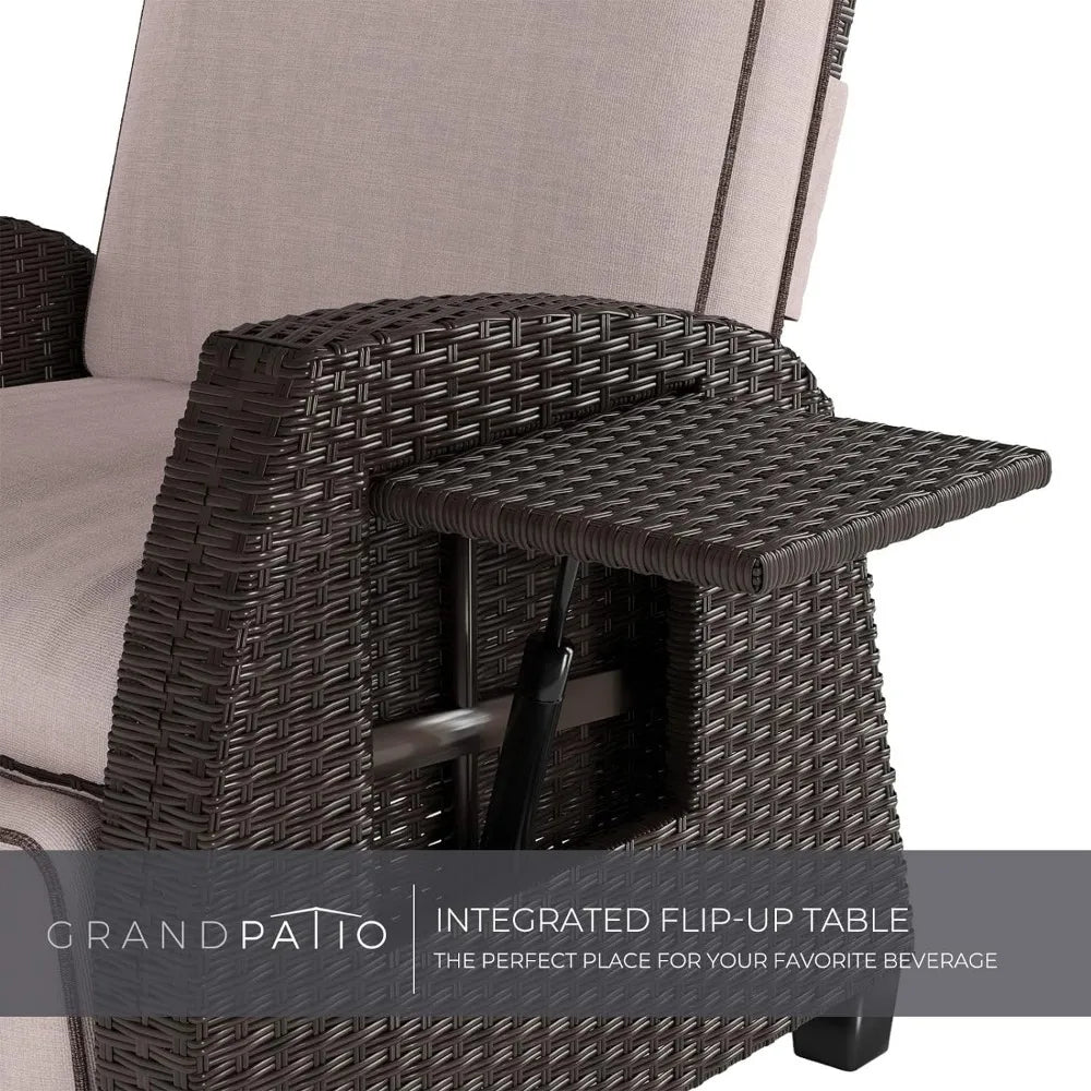 Recliner Chair, Indoor Outdoor Moor Lay Flat Recliners PE Wicker, Recliner Chair