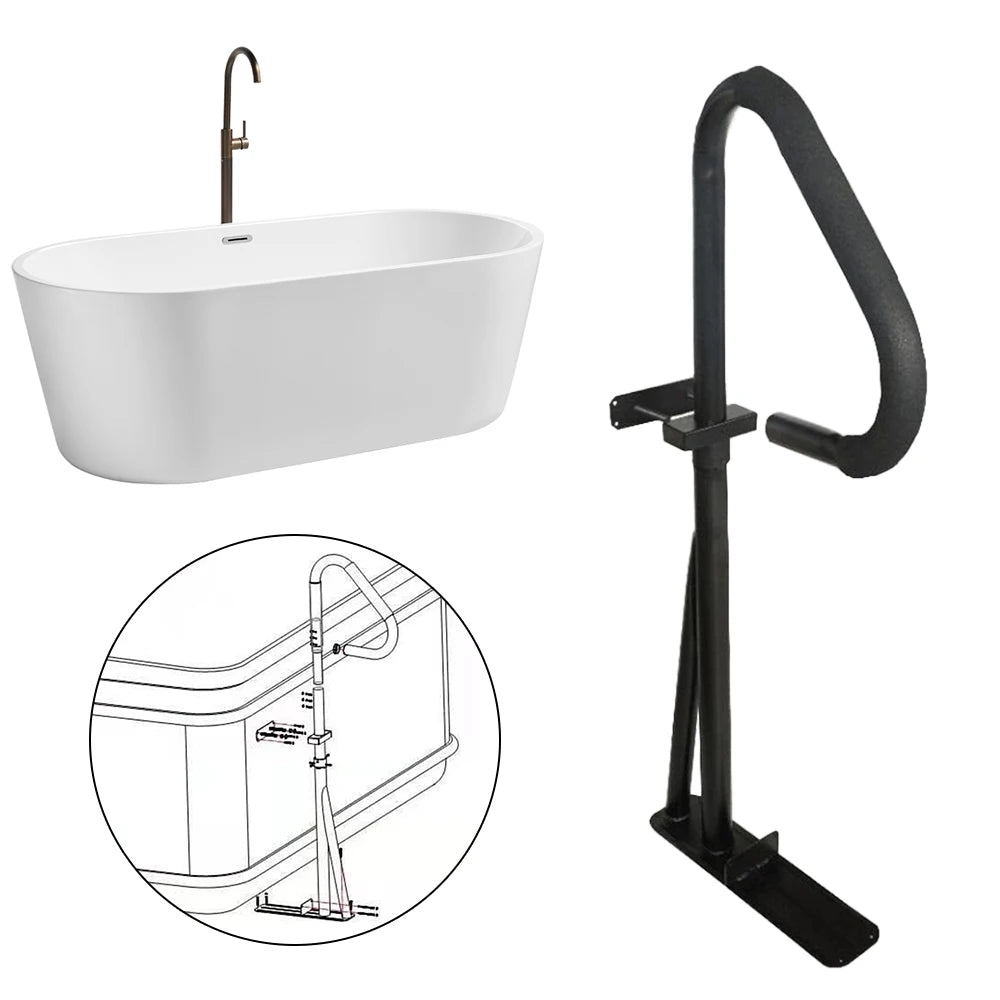 Bathroom Bathtub Grab Bar Shower Safety Handle Rail Tub Assist Height Adjustable Easy Installation for Spa Home 47.24-61.42inch