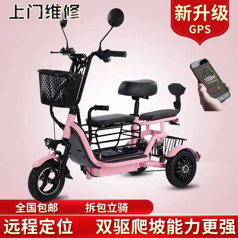 Foldable Scooter Elder Electric Mobility Scooter Lightweight E Bike 3 Wheels with Seat Custom Carton Box 48V Disc Open Passenger