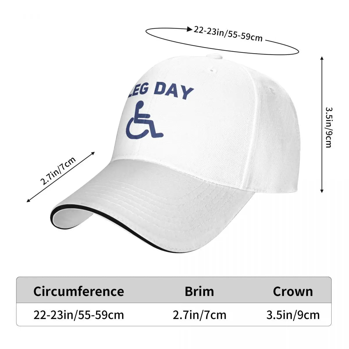 Leg Day Funny Handicap Workout And Gym Baseball Caps Retro Sandwich Caps for Men Women Adjustable Hats Cap Outdoor