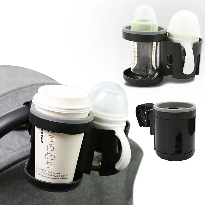 2-in-1 Baby Stroller Accessories Bottle Holder Universal Tricycle Pram Water Cup Mobile Phone and Drink Wheelchair Cart