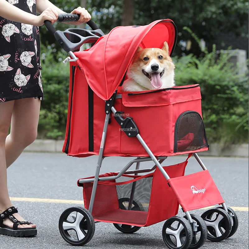 Lightweight Foldable Cat Dog Stroller European Minimalist Pet Strollers Modern Home Go Out Wheelchair Cart Pet Supplies