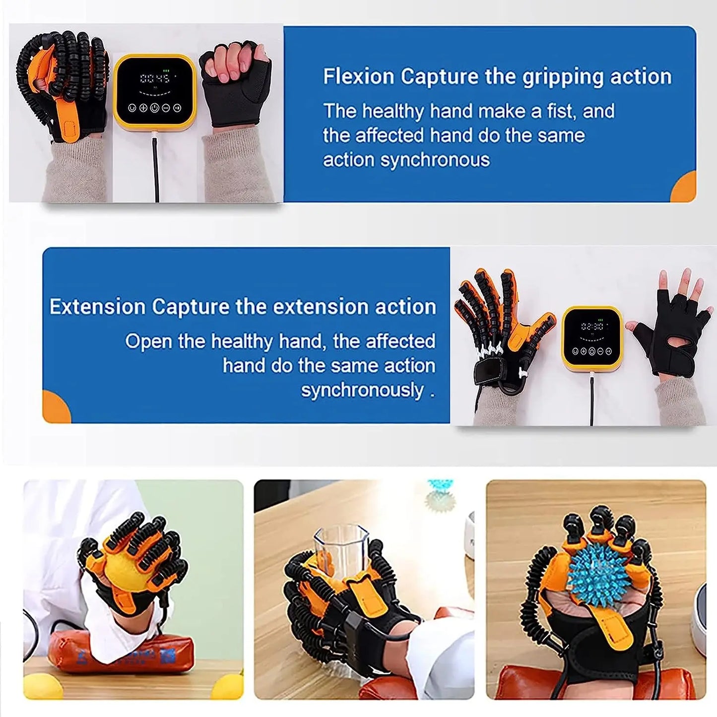 Rehabilitation Robot Gloves Hemiplegia Finger Orthosis Exerciser With 3 Training Modes Hand Physical Therapy Recovery Equipment