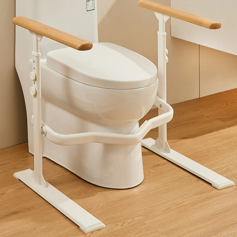 Thermostatic Non-slip Wood Grain Toilet Armrest Bracket, Handicap Grab Bars ,adjustable Height Handicap Transfer Support Frame