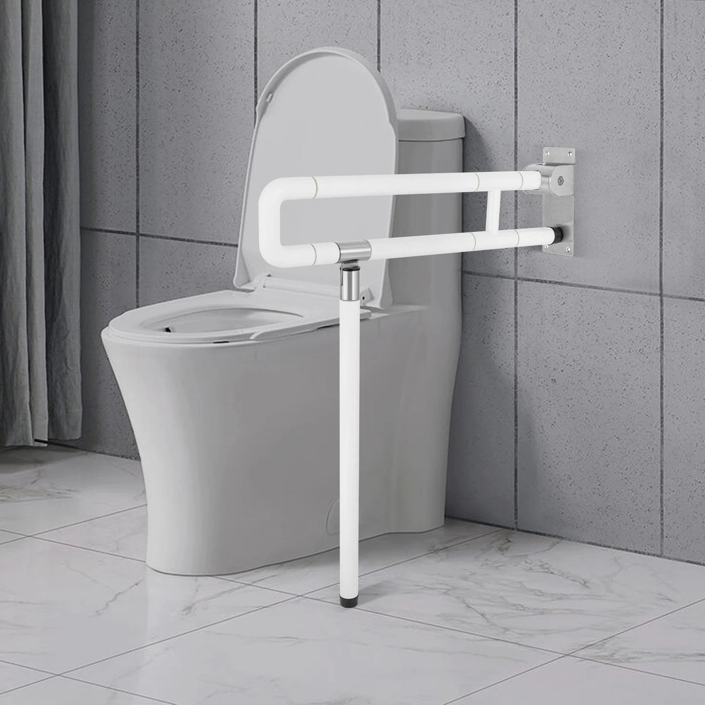 Toilet Handle Foldable Stainless Steel For Seniors Older People Handicap Bathroom 23.6 Inch