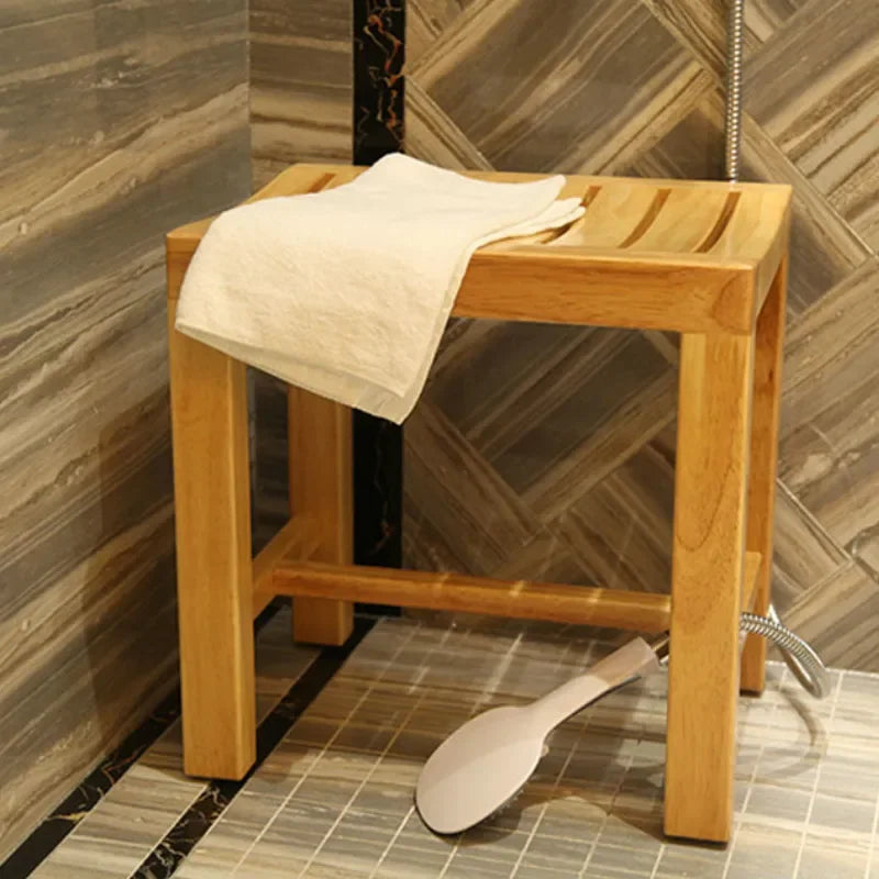 Wood waterproof footstool bathroom bench anti-corrosion low stools shoes solid stool bath shower