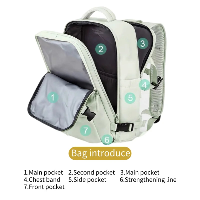 Women Travel Backpack Airplane Large Capacity Multi-Function Luggage Lightweight Waterproof Women's Casual Bag Notebook Bagpacks