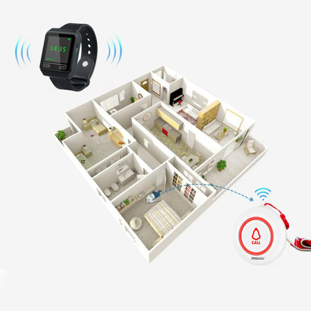 SINGCALL Wireless Caregiver Pager Smart Call System Nurse Calling Alert Patient Help System for Home/Elderly/Patient/Disabled