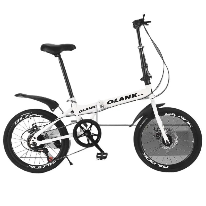 20-Inch Folding Bicycle Installation-Free Adult Riding Bicycle Youth Disc Brake 7-Speed Variable Speed Portable Mountain Bike