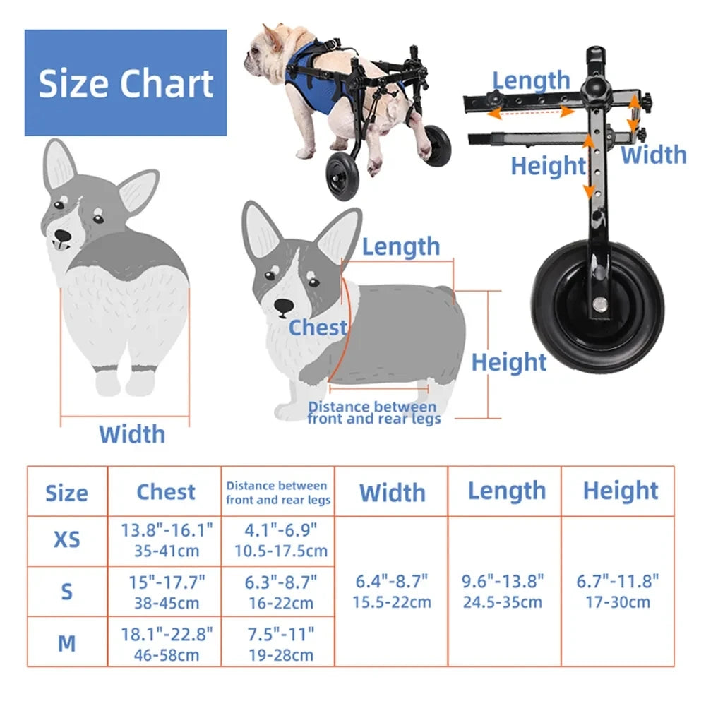 Wheelchair for disabled Dog Cart Hind Legs Bracket Cat Dog Injured And Weak Rehabilitation Aid Car Adjustable Pet Walk Booster