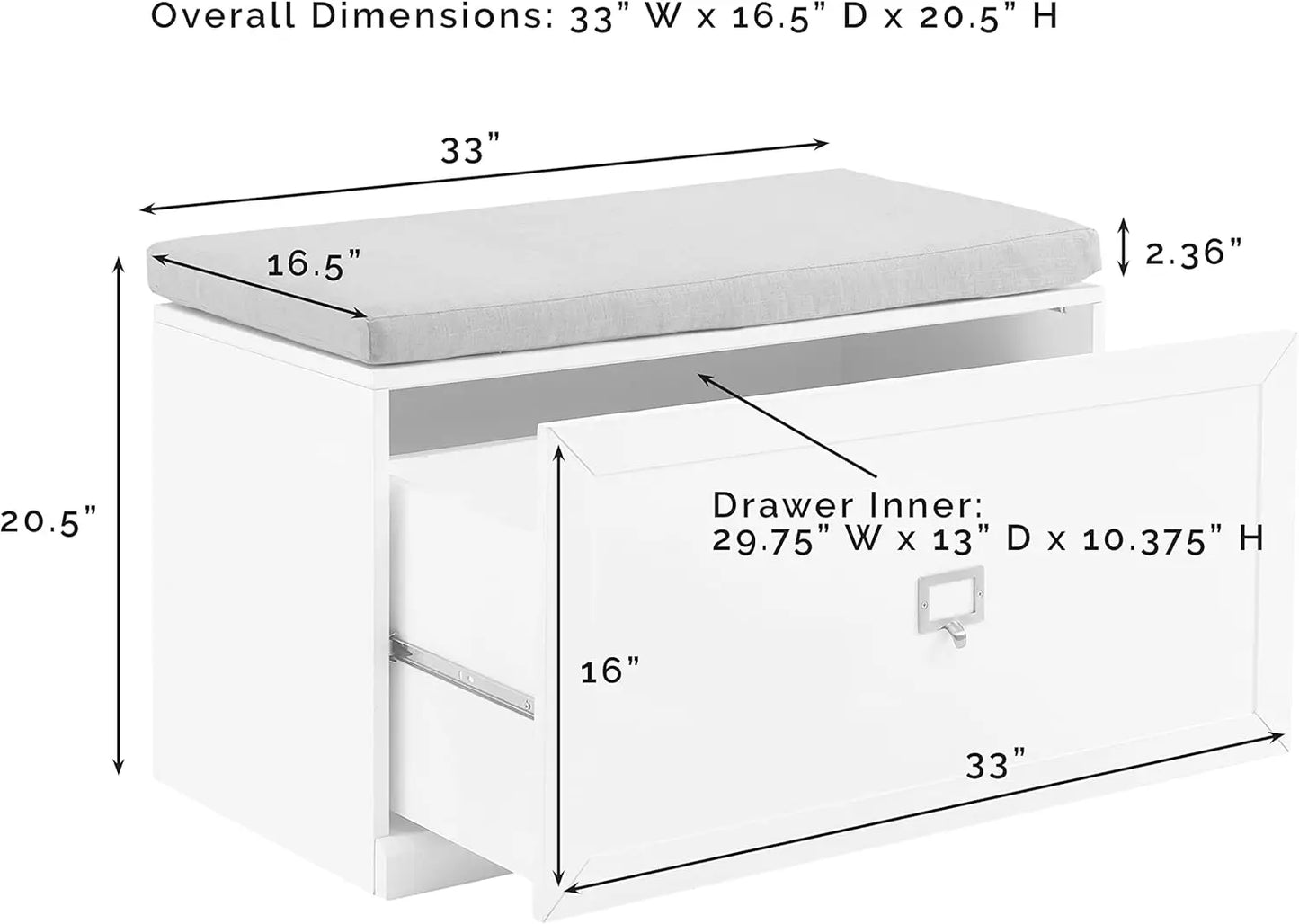 Crosley Furniture Harper Entryway Storage Bench, White/Tan