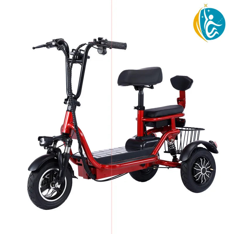 Foldable Scooter Elder Electric Mobility Scooter Lightweight E Bike 3 Wheels with Seat Custom Carton Box 48V Disc Open Passenger