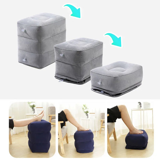 High quality adjustable flight sleep pillow foot rest pillow inflatable travel sleep bed car rest pillow foot pad