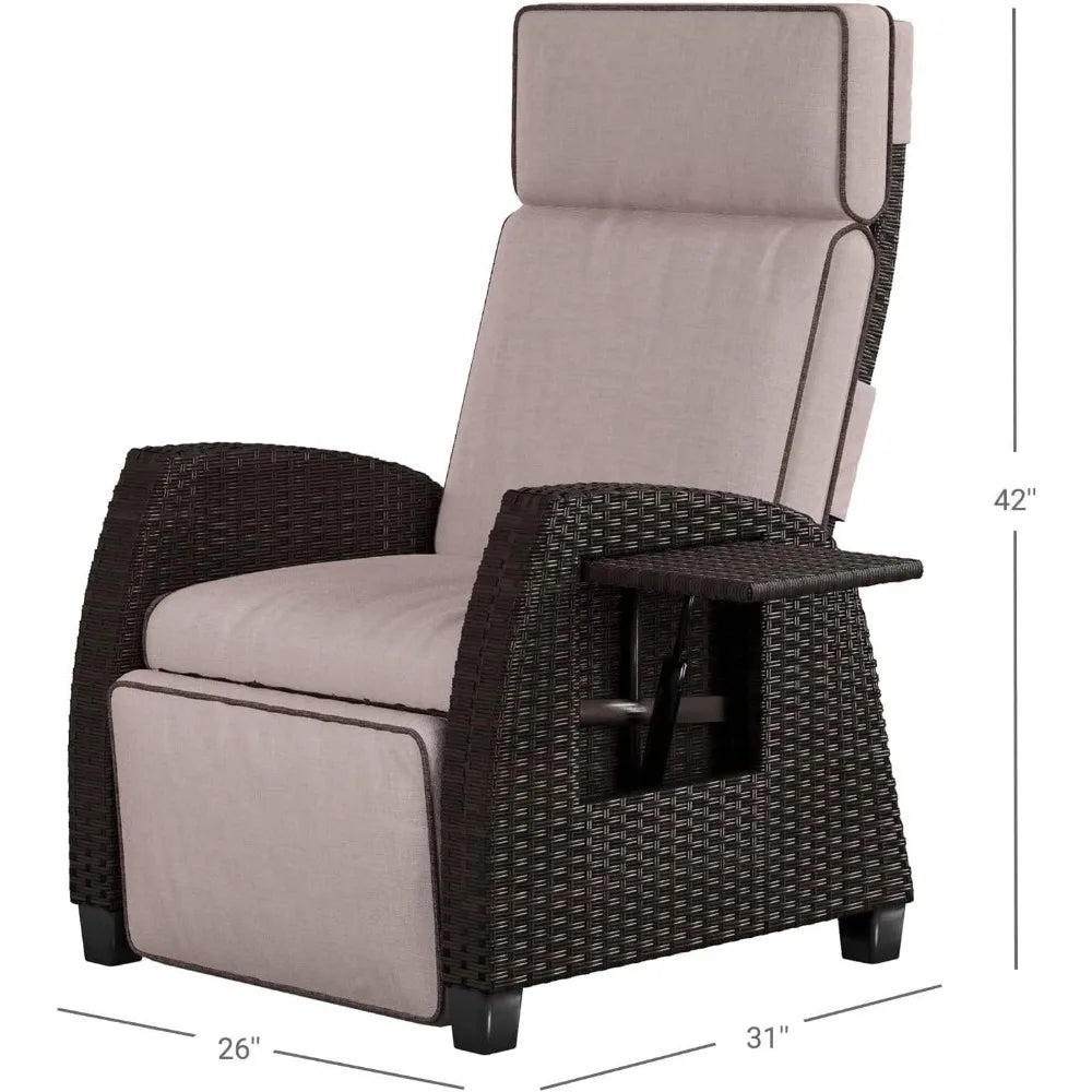 Recliner Chair, Indoor Outdoor Moor Lay Flat Recliners PE Wicker, Recliner Chair