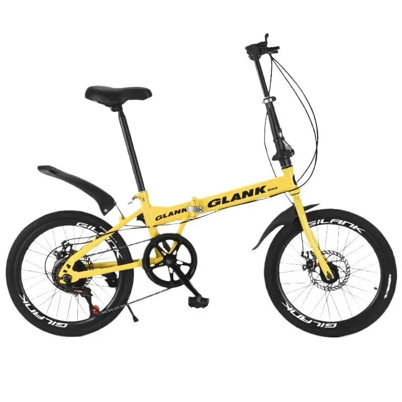 20-Inch Folding Bicycle Installation-Free Adult Riding Bicycle Youth Disc Brake 7-Speed Variable Speed Portable Mountain Bike