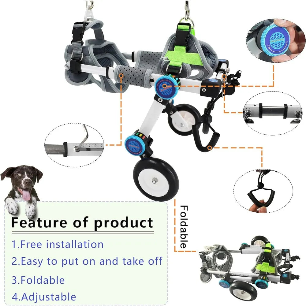 Pet Strollers, Dog Wheelchair,Fordable Dog Wheelchair for Back Legs,Assist Small Pets with Paralyzed Hind,Pet Strollers