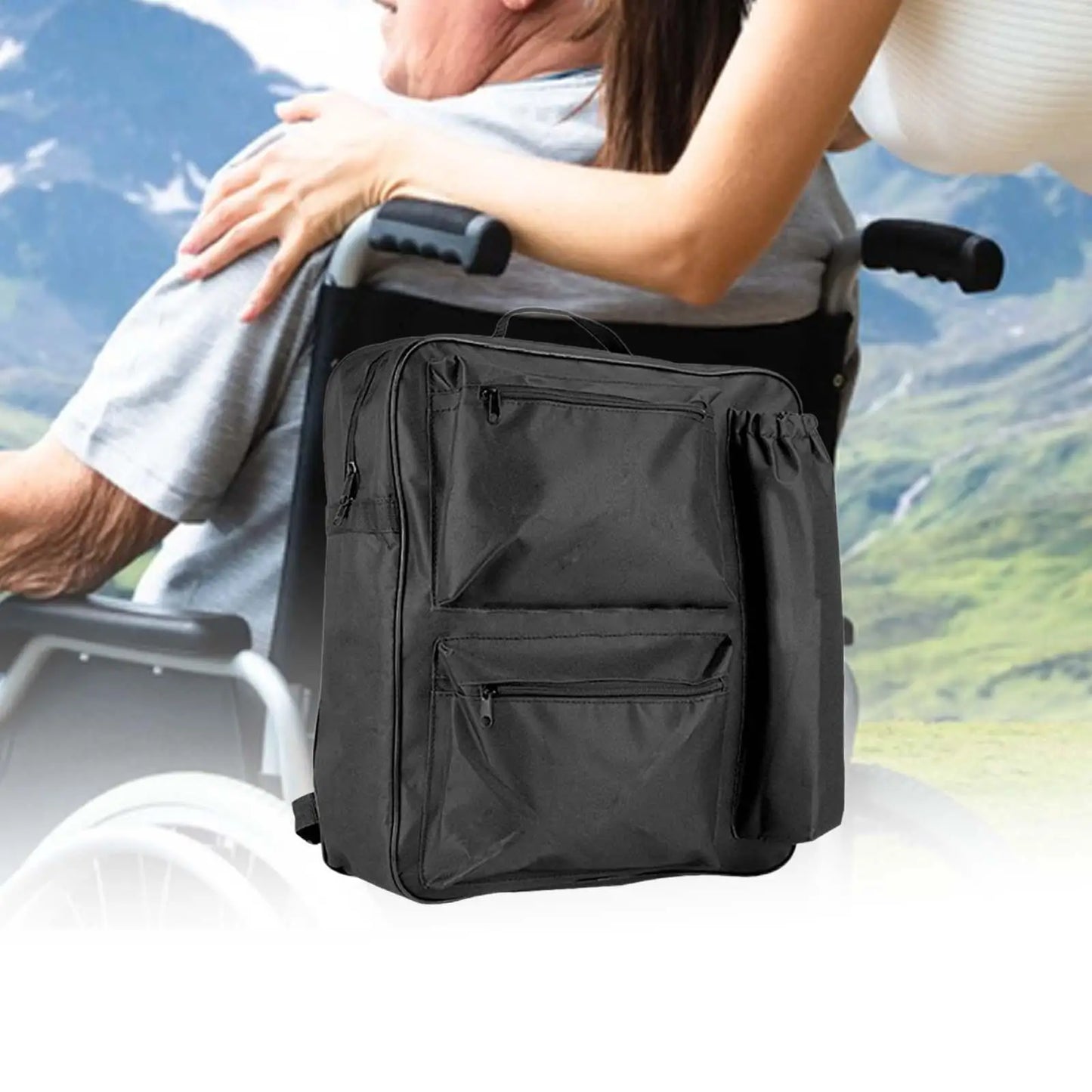 Wheelchair Backpack Bag Hang on Back Compact Portable Transport Chair Bag Wheelchair Accessories Bag for Elderly Senior Adult