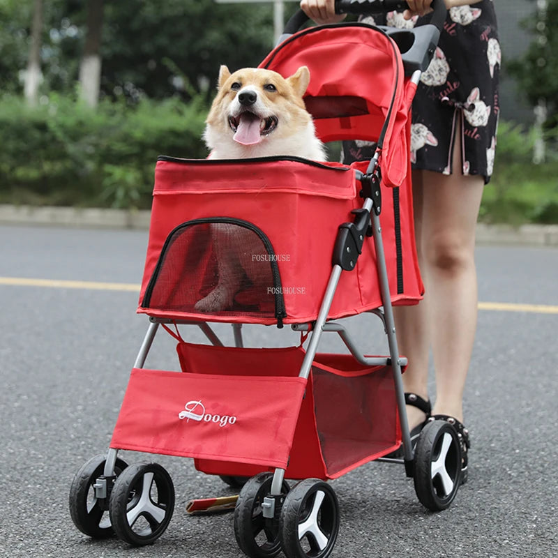 Lightweight Foldable Cat Dog Stroller European Minimalist Pet Strollers Modern Home Go Out Wheelchair Cart Pet Supplies