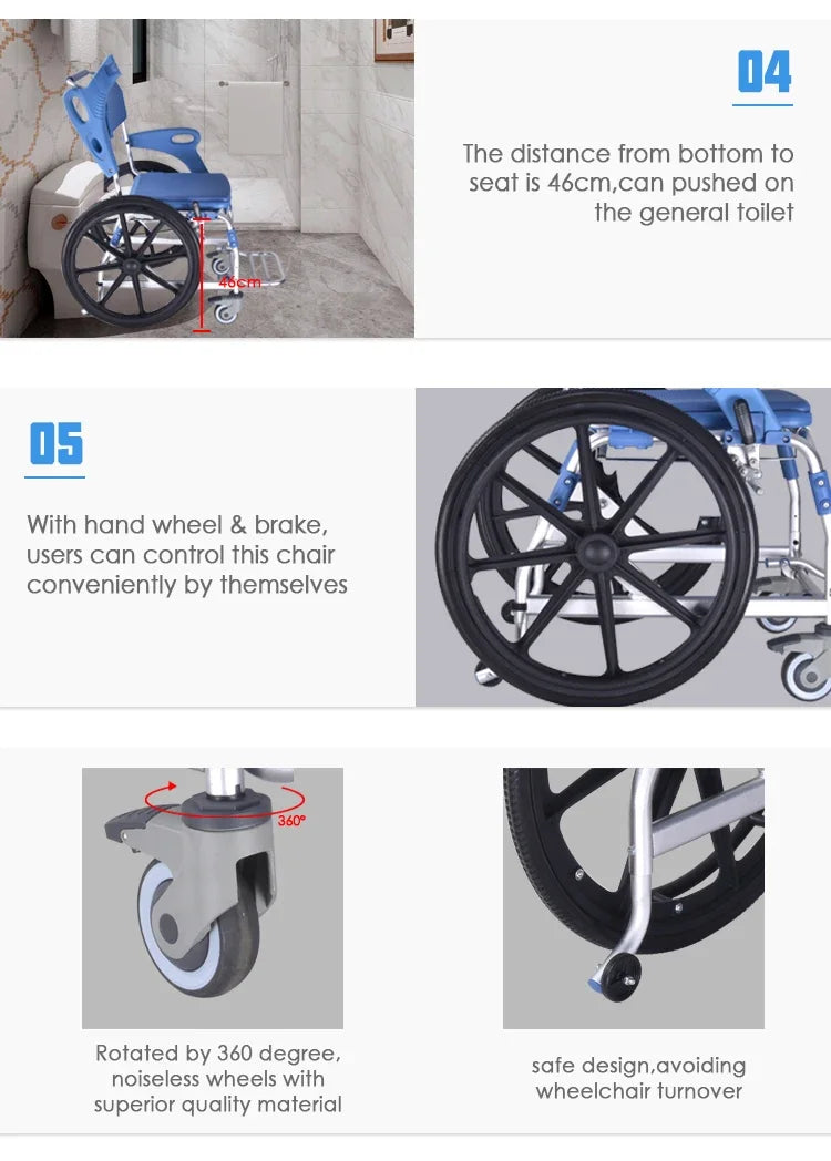 Electric Lifting Commode Chair for Disabled People Toilet     in India  Elderly Aluminum Blue 14kg