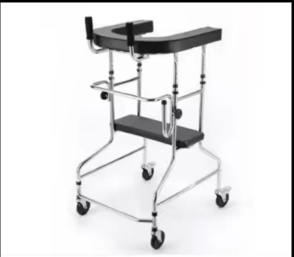 4 Wheels Handicapped Rehabilitation Training Children Adults Stand Disabled Walker Walking Aid