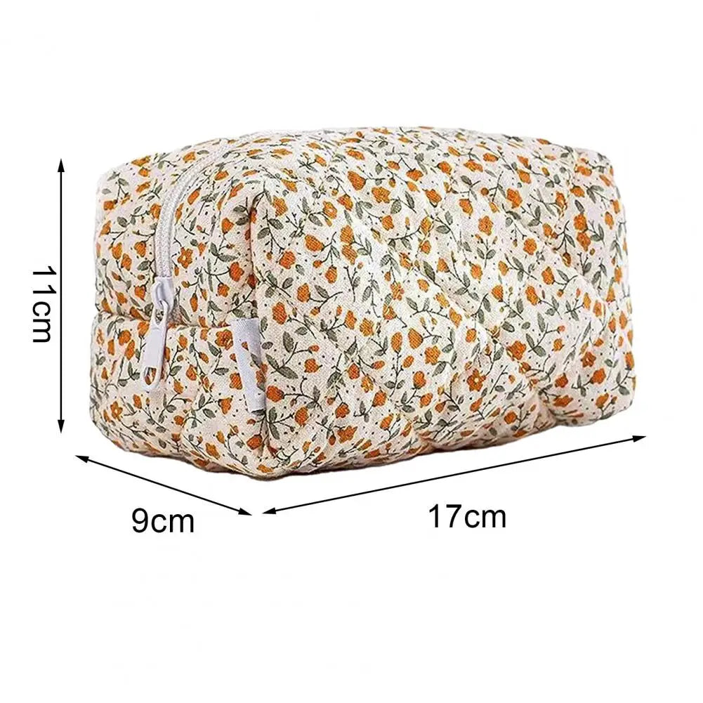 Travel Storage Bag Trendy Floral Printed Cosmetic Bag Stylish Travel Skincare Organizer with Smooth Zipper Easy Access Portable