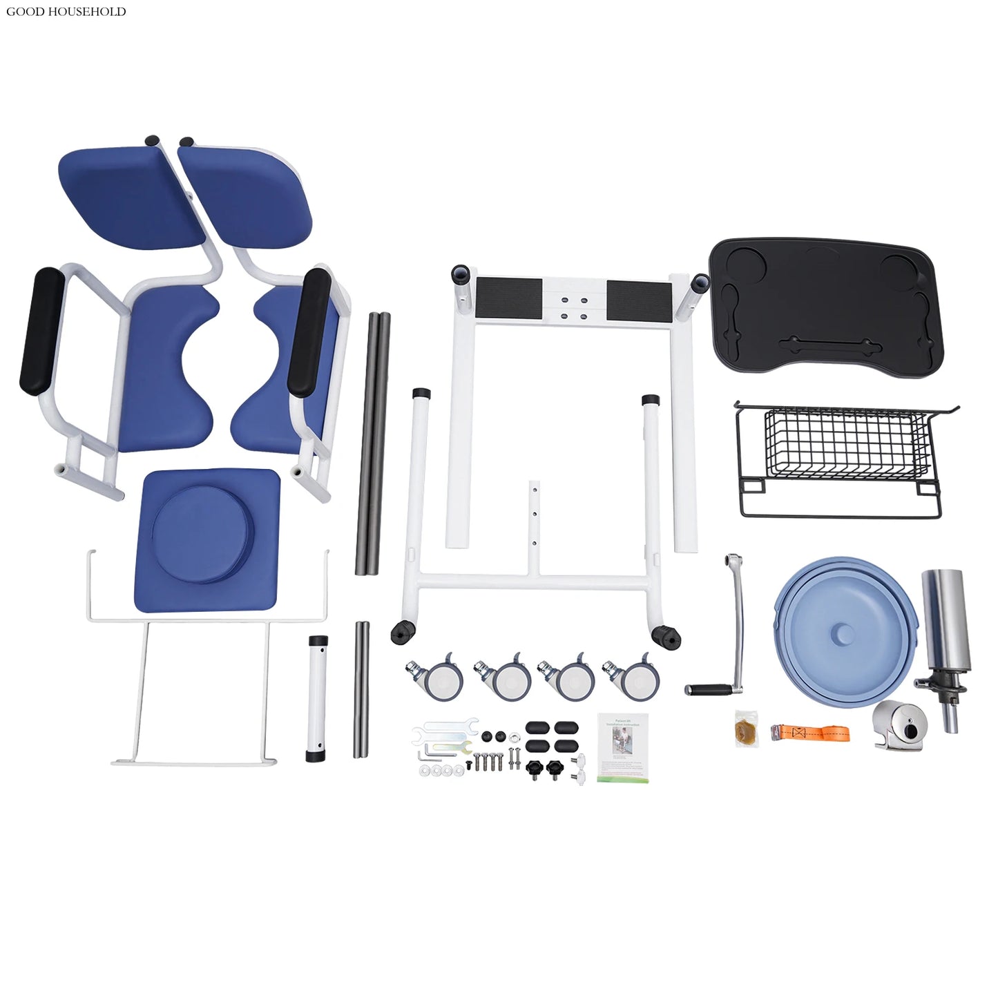 Patient Lift Transfer Chair,Hydraulic Lift Aid Transfer w/ 180° Split Seat and Potty, Wheelchair for Elderly and Disabled