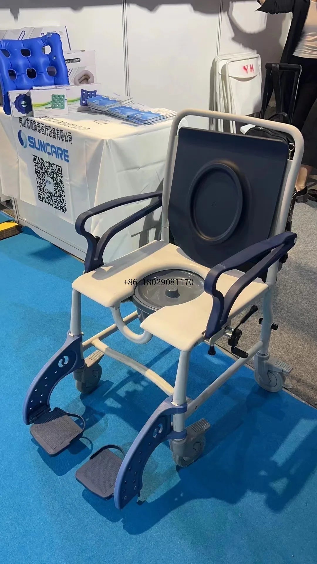 Seat Portable Commode Wheelchair for Elderly  Patent 3 in 1 Plastic Folding backrest PU