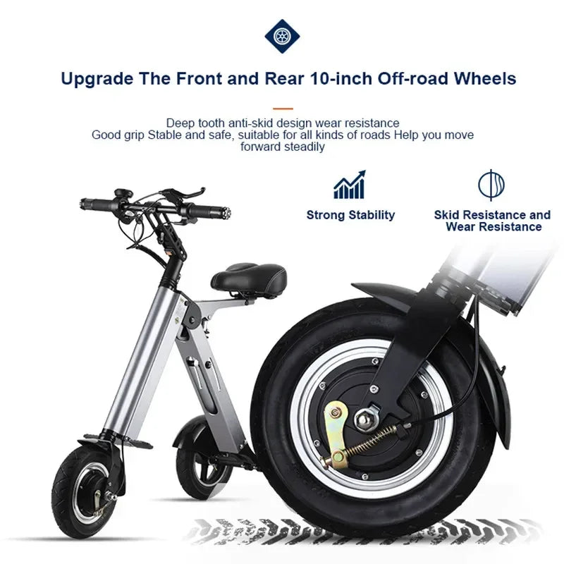 Foldable Electric Tricycle 250W 36V Mobility Scooter 10 Inches Hub Brake Aluminium Alloy Damping Small And Portable weight 14KG