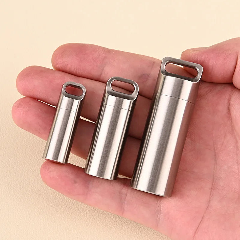 Stainless steel Medicine Tablet Storage Box Pill Case Waterproof Bottle Perfume Holder Ash Vial Pendant Charm DIY Supplies