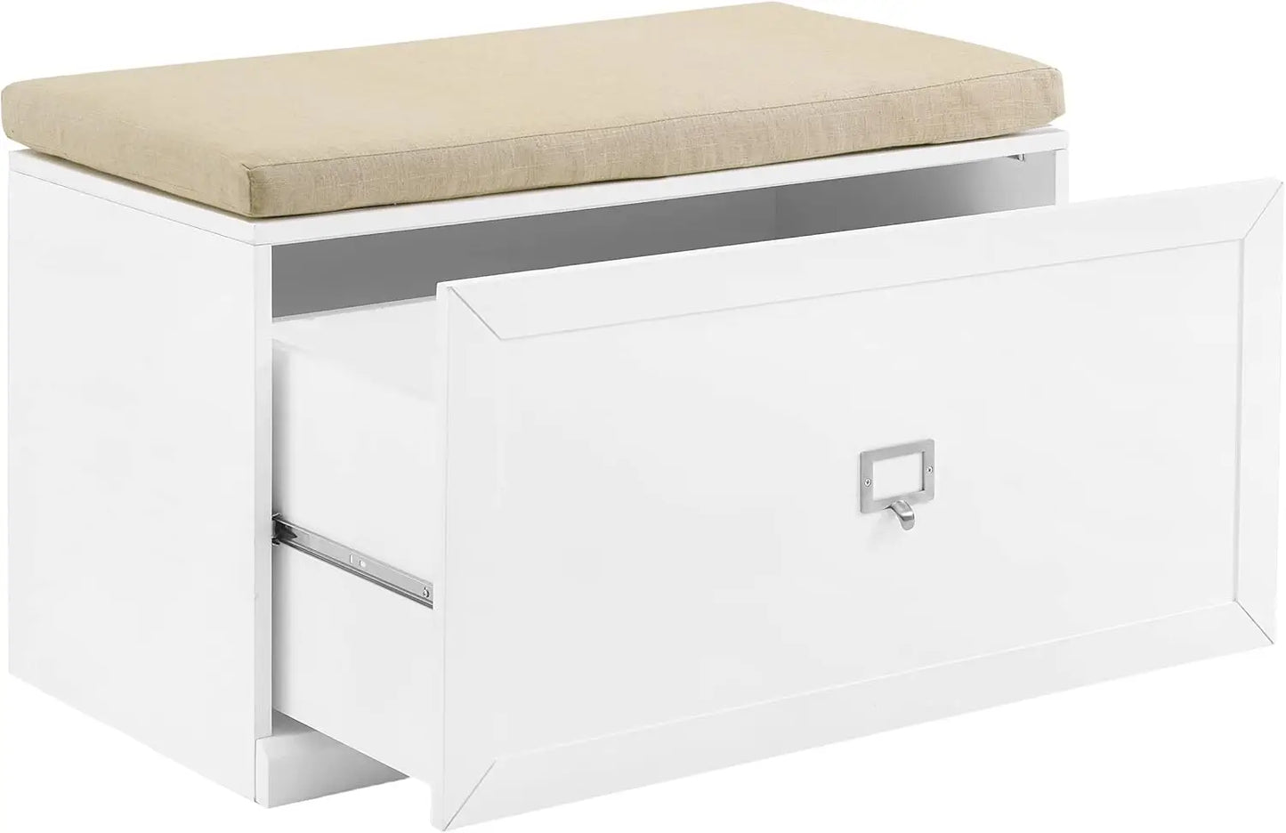 Crosley Furniture Harper Entryway Storage Bench, White/Tan