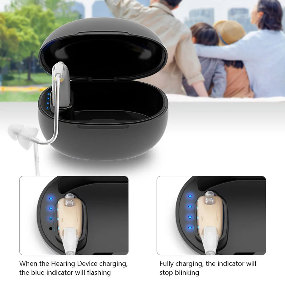 2023 Best Hearing Aids Mini Rechargeable Ear Back Type Hearing Device Sound Amplifier With Recharge Base For Hearing loss People