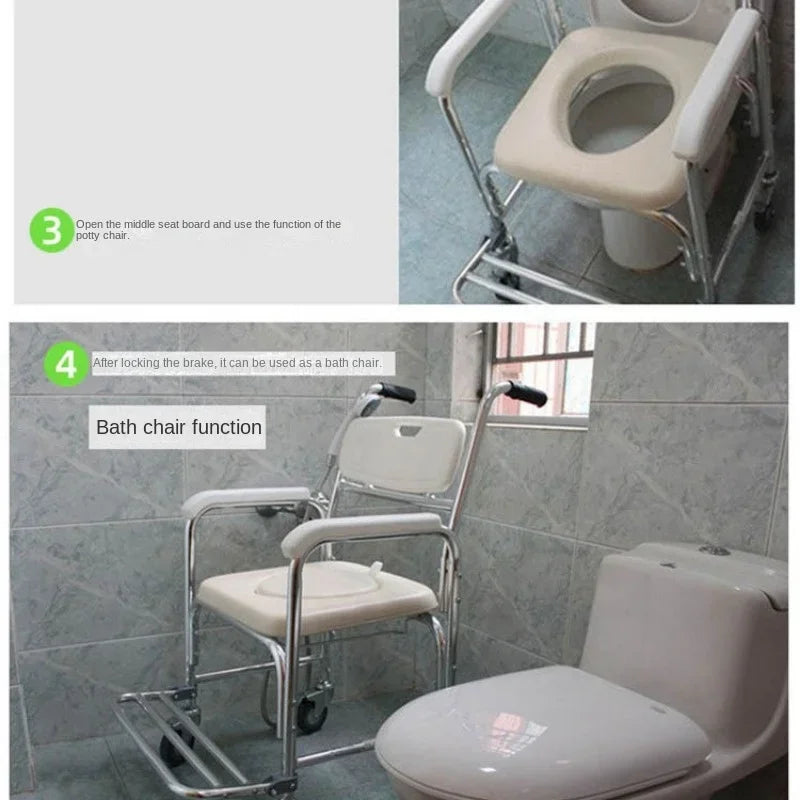 Aluminum Alloy Toilet Wheel Chairs for Disabled Toilet Chairs, Bathroom Bath Chair, Disability Help Commode Chair Toilet Seats