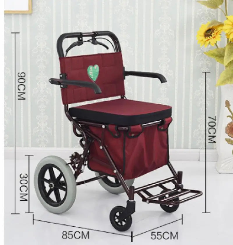 Elderly Walker with Wheels Carbon Steel Folding Portable Elderly Walker Shopping Cart Trolley Rehabilitation Walking Walker